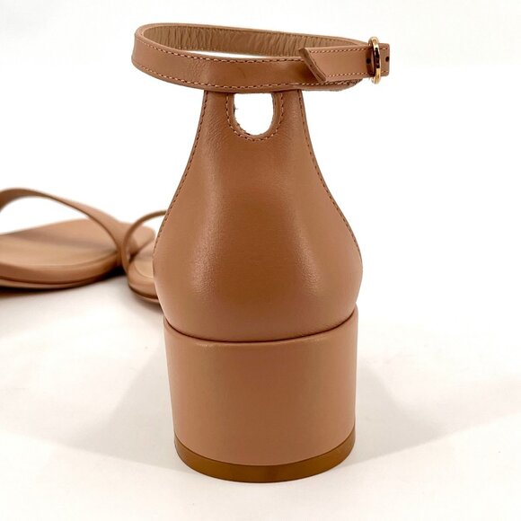 Stuart Weitzman NudistCurve 35 Sandal Size 7.5 B Adobe Patent Leather Square Toe - Picture 10 of 15